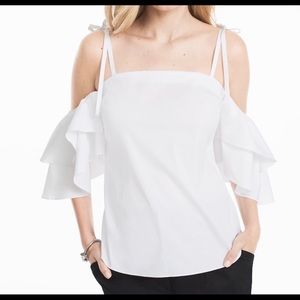 White House Black Market Cold Shoulder Tie Top